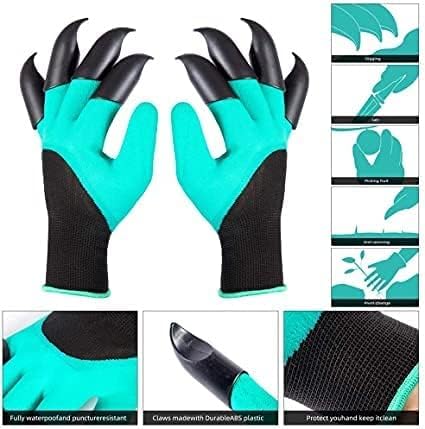 Garden Art Multipurpose Gloves | Cut-Resistant Gloves, Rubber Coated, Comfortable For Wood Working, Construction Work, Electric Welding and Other Activites GGWPN2H (2 Hand Claws Blue)