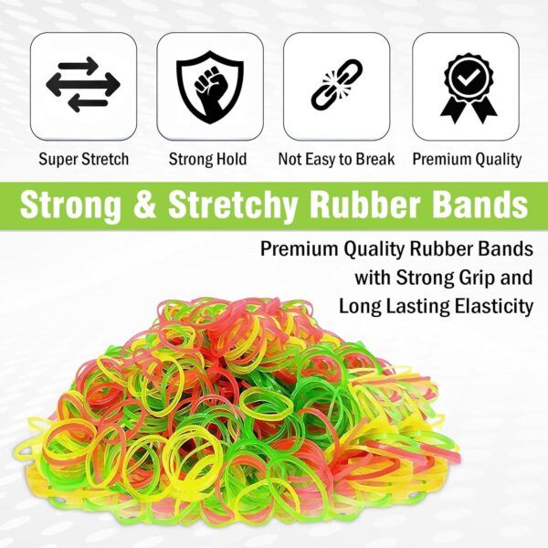 GLUN® 2 Inch Multicolour Rubber Band 150 Gram Pack, Fluorescent Multicolor, Strong & Stretchable for Home, Office & Kitchen Use
