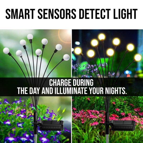 Solar Pote Decore Light Garden Lights 8 Bulb Firfly Outdoor Solar Firefly Outdoor 8 LED Starburst Swaying Solar Garden Light, Warm Garden Light (7)