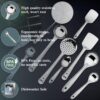 Parage Stainless Steel 10 Pieces Cooking Spoons Set, Contains Ladle, Turner, Strainer, Rice Spoon, Oval Spoon, Serving Spoon, Kitchen Cooking Essential Set for Home, 10 Pcs