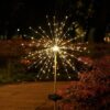 GIGAWATTS Outdoor 90 LEDs Solar Firework Light 2 Lightning Modes Starburst Design Water Resistant Garden StringLights for Party Decor Patio Lawn Yard (Warm Yellow, Pack of 1)