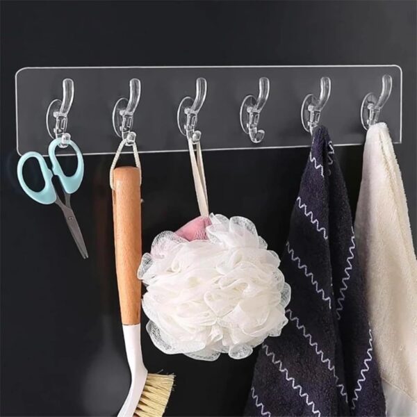 Heavy Duty Self-Adhesive Wall Hook Strip – Waterproof No-Drill Sticky Hanger for Kitchen, Bathroom, Keys & Towels – Multi-Purpose Utility Organizer (1, Transparent)