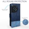 Pikkme OnePlus 12R 5G Flip Cover | Dual-Tone PU Leather Finish | Wallet Style & Stand | Magnetic Flip Case for OnePlus 12R 5G (Navy & Light Blue)