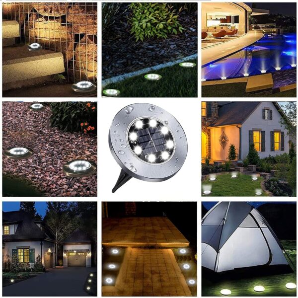XSOURCE Solar Ground Lights, Solar Disk Lights Outdoor Waterproof Solar Garden Lights for Pathway Outdoor in-Ground Lawn Yard Deck Patio Walkway (4)