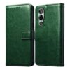 Amazon Brand- Solimo Flip Leather Mobile Cover (Soft, Flexible & Amazon Brand- Solimo Flip Leather Mobile Cover (Soft, Flexible & Kickstand Back case) Compatible for Lava Storm 5G (Green)