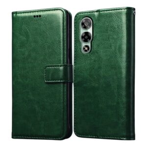 Amazon Brand- Solimo Flip Leather Mobile Cover (Soft, Flexible & Kickstand Back case) Compatible for Lava Storm 5G (Green)