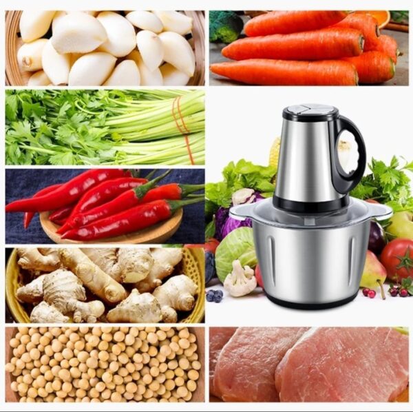 Electric Chopper 2L Stainless Steel | Heavy Duty Meat Grinder, Vegetable Chopper & Food Processor | Multipurpose Mixer Grinder Machine for Kitchen