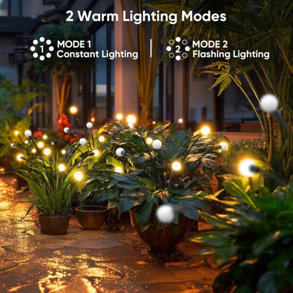 Solar Garden Lights, 8LED Solar Outdoor Lights, Firefly Lights for Patio Pathway Outdoor Decor, Big Bulb Base Solar Swaying Light path Led light-WARM YELLOW (5)