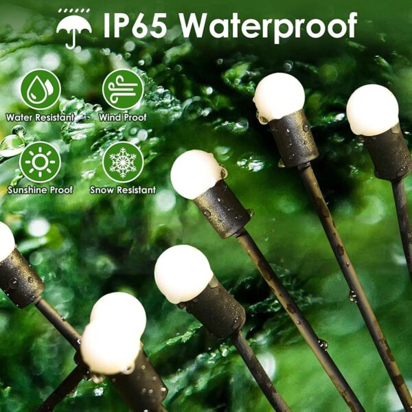 Solar Garden Lights, 8LED Solar Outdoor Lights, Firefly Lights for Patio Pathway Outdoor Decor, Big Bulb Base Solar Swaying Light path Led light-WARM YELLOW (5)