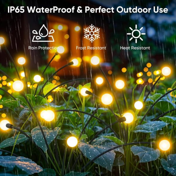 Solar Garden Lights, 8LED Solar Outdoor Lights, Firefly Lights for Patio Pathway Outdoor Decor, Big Bulb Base Solar Swaying Light path Led light-WARM YELLOW (5)