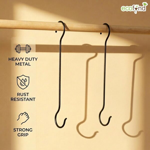 1777148388_ecofynd-16-Inch-Metal-Pot-Extension-Hooks-S-Shaped-Wall-Hooks-for-Hanging-Plants-Pots-Pans-Bird-Feeders-and-Baths-Planters-Lanterns-Ornaments-Heavy-Duty-Extra-Large-Hanger-Hook-Black-2.jpg ecofynd 16 Inch Metal Pot Extension Hooks, S Shaped Wall Hooks for Hanging Plants, Pots, Pans, Bird Feeders and Baths, Planters, Lanterns, Ornaments, Heavy Duty Extra Large Hanger Hook (Black, 2)