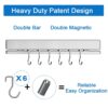 12 Inch Magnetic Knife Holder for Wall with Hooks (6pcs) -Knife Magnetic Strip -Kitchen Utensil Hanger -Magnetic Utensil Holder -Premium 304 Stainless Steel Kitchen Utensil Rack Wall Mount