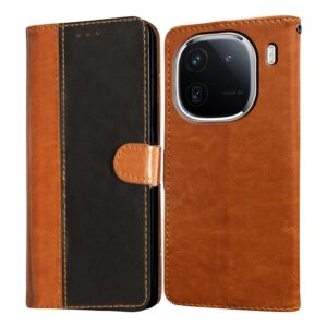 Amazon Brand - Solimo Flip Leather Mobile Cover (Soft, Flexible & Kickstand Back case) Compatible for iQoo 12 5G (CamelBlack)