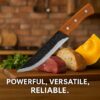 Machado Forged Knife Set – 4 Piece Kitchen Knife Collection with Hammered Stainless Steel Blades & Wooden Handles | Chef, Utility, Boning & Cleaver Knives for Home & Professional Cooking