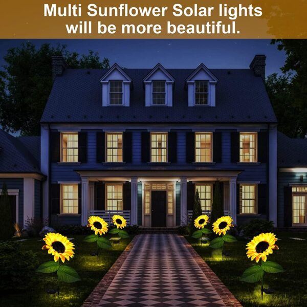 Sunflower Garden Light(2 PIS) Solar Garden Lights Outdoor Sun Flower Garden Light Sunflower Garden Light Solar Powered Realistic Sunflower Lights Waterproof Decorative Landscape Lights