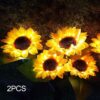 Sunflower Garden Light(2 PIS) Solar Garden Lights Outdoor Sun Flower Garden Light Sunflower Garden Light Solar Powered Realistic Sunflower Lights Waterproof Decorative Landscape Lights