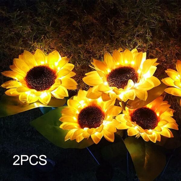 Sunflower Garden Light(2 PIS) Solar Garden Lights Outdoor Sun Flower Garden Light Sunflower Garden Light Solar Powered Realistic Sunflower Lights Waterproof Decorative Landscape Lights