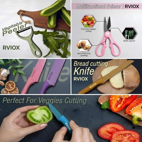 1777189301_RVIOX-6-Piece-Premium-Wheat-Fiber-Kitchen-Knife-Set-with-Ergonomic-Anti-Slip-Handles-Includes-Chef-Knife-Bread-Knife-Paring-Knife-Scissors-and-Peeler-Ultra-Sharp-Eco-Friendly-Multicolor.jpg RVIOX 6-Piece Premium Wheat Fiber Kitchen Knife Set with Ergonomic Anti-Slip Handles | Includes Chef Knife, Bread Knife, Paring Knife, Scissors, and Peeler | Ultra-Sharp & Eco-Friendly (Multicolor)