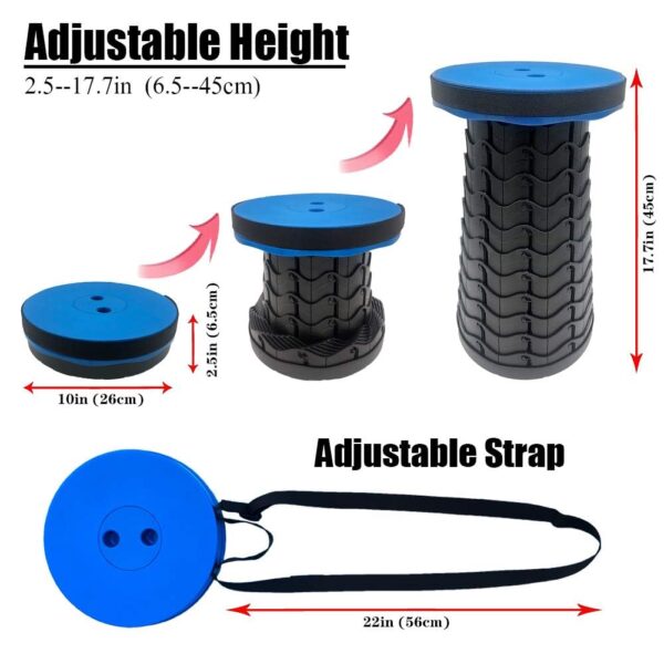 Portable Telescopic Stool, 2nd Generation Folding Stool Camping Lightweight Stool for Outdoor Camping BBQ Fishing Hiking Gardening Indoor, Maximum Load 397 lb