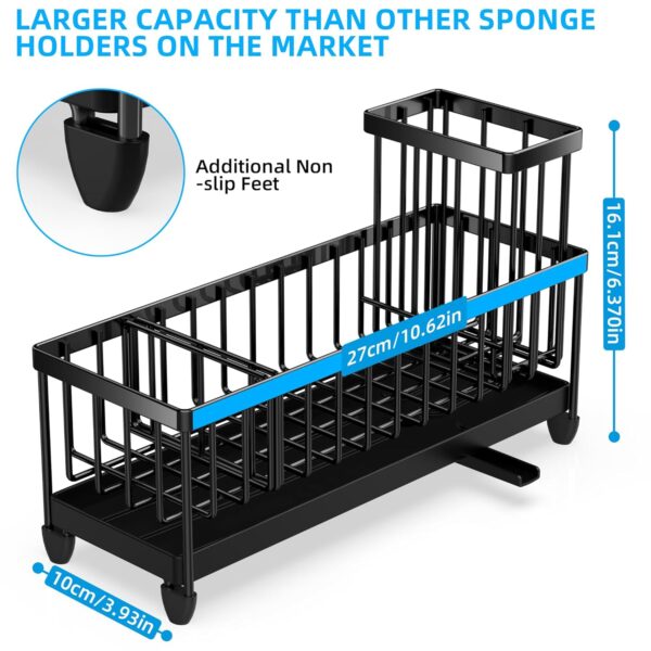 1777221053_Moforoco-Extra-Large-Modern-Black-Kitchen-Sink-Caddy-Rustproof-Sponge-Holder-with-High-Brush-Holder-Stainless-Steel-Sink-Countertop-Organizer-Sponge-Caddy-for-Kitchen-Sink.jpg Moforoco Extra Large Modern Black Kitchen Sink Caddy, Rustproof Sponge Holder with High Brush Holder, Stainless Steel Sink Countertop Organizer, Sponge Caddy for Kitchen Sink