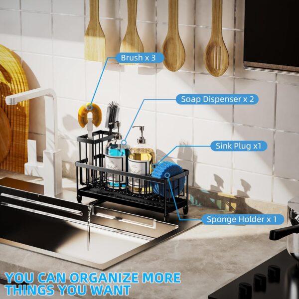 1777221054_Moforoco-Extra-Large-Modern-Black-Kitchen-Sink-Caddy-Rustproof-Sponge-Holder-with-High-Brush-Holder-Stainless-Steel-Sink-Countertop-Organizer-Sponge-Caddy-for-Kitchen-Sink.jpg Moforoco Extra Large Modern Black Kitchen Sink Caddy, Rustproof Sponge Holder with High Brush Holder, Stainless Steel Sink Countertop Organizer, Sponge Caddy for Kitchen Sink