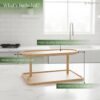 Bamboo 2-Tier Kitchen Counter Organizer Rack | Staggered Oval Pedestal Shelf for Mugs, Spice Jars & Coffee Station | Water Resistant Bamboo Wood Display Stand
