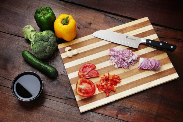 Amazon Brand - Solimo Premium High-Carbon Stainless Steel Santoku Knife, Black