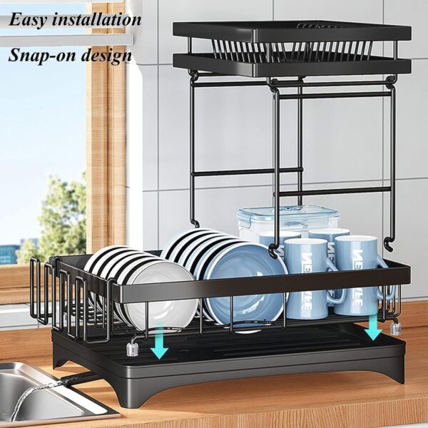 1777233257_Cloyster-Detachable-Dish-Drying-Rack-Two-Tier-Dish-Organizer-with-Cup-Holder-360°-Swivel-SpoutUtensil-Holder-and-Cutting-Board-Holder-Over-the-Sink-Dish-Rack-for-Kitchen-CL-09.jpg Cloyster Detachable Dish Drying Rack, Two Tier Dish Organizer with Cup Holder, 360° Swivel Spout,Utensil Holder and Cutting Board Holder, Over the Sink Dish Rack for Kitchen (CL-09)