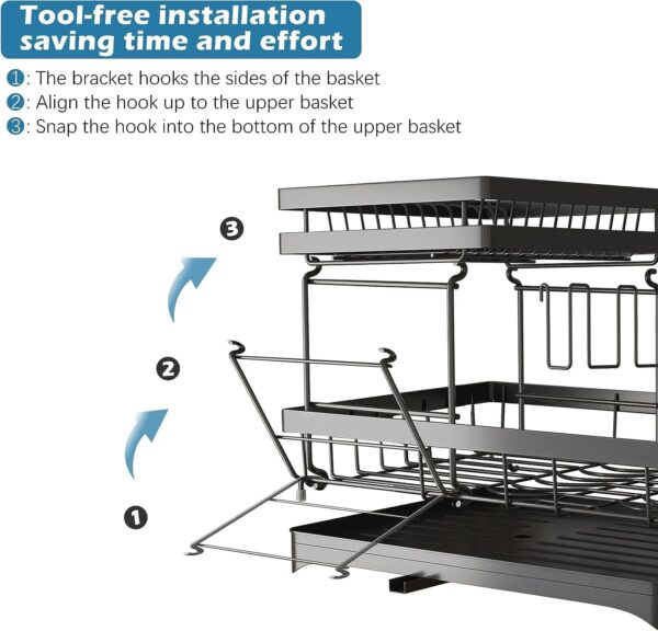 1777233258_Cloyster-Detachable-Dish-Drying-Rack-Two-Tier-Dish-Organizer-with-Cup-Holder-360°-Swivel-SpoutUtensil-Holder-and-Cutting-Board-Holder-Over-the-Sink-Dish-Rack-for-Kitchen-CL-09.jpg Cloyster Detachable Dish Drying Rack, Two Tier Dish Organizer with Cup Holder, 360° Swivel Spout,Utensil Holder and Cutting Board Holder, Over the Sink Dish Rack for Kitchen (CL-09)