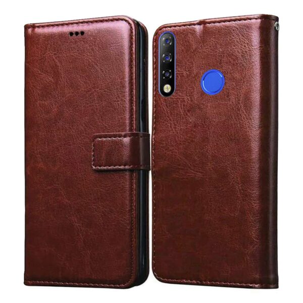 Amazon Brand-Solimo Flip Leather Mobile Cover (Soft, Flexible & Kickstand Amazon Brand-Solimo Flip Leather Mobile Cover (Soft, Flexible & Kickstand Back case) Compatible for Tecno Spark 4 (Brown)