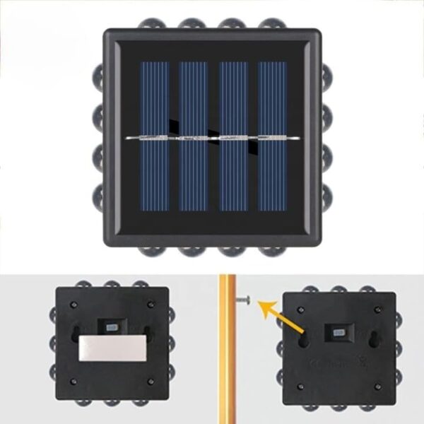 Solar Wall Light 4 Side 12 LED, Modern, Warm White, Waterproof, Auto On/Off, 4-way Lighting, Outdoor, Garden, Patio, Wall Mount (2)