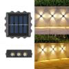 Solar Wall Light 4 Side 12 LED, Modern, Warm White, Waterproof, Auto On/Off, 4-way Lighting, Outdoor, Garden, Patio, Wall Mount (2)