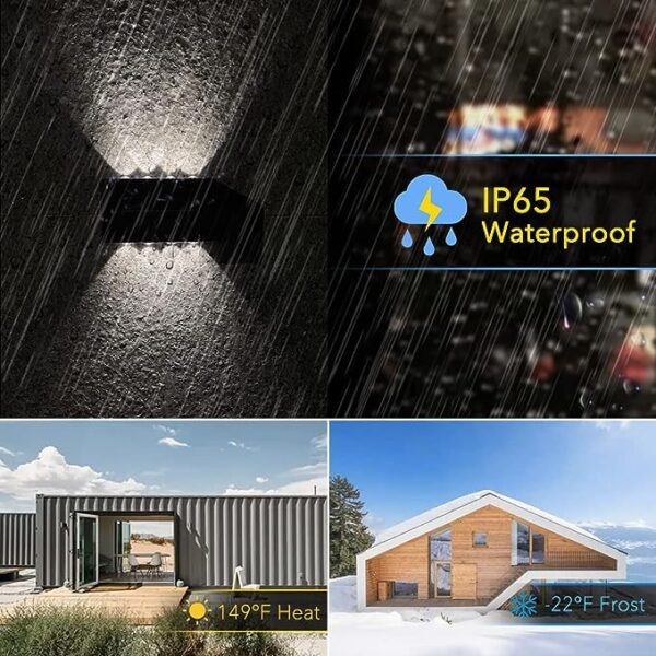 Outside up and down Solar wall Light,Solar Lights Cob & White Light For Garden Decoration,Home decor solar light 8LED Solar Wall Light Exterior Porch Lights (WARM YELLOW) (6)