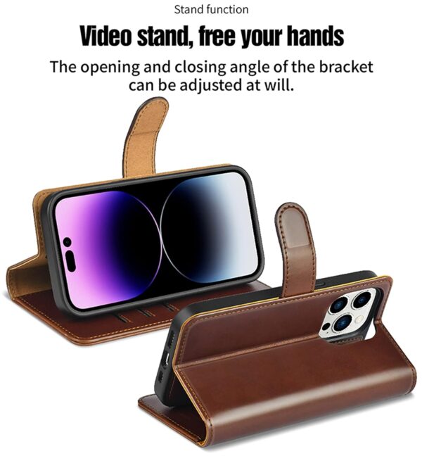 PULOKA - 2 in 1 Flip Cover for iPhone 14 Pro Max - Protective Case with Card & Cash Pockets - Detachable Flip Case, Kickstand & Magnetic Closure - Profesional & Premium Leather Finish Look -Brown