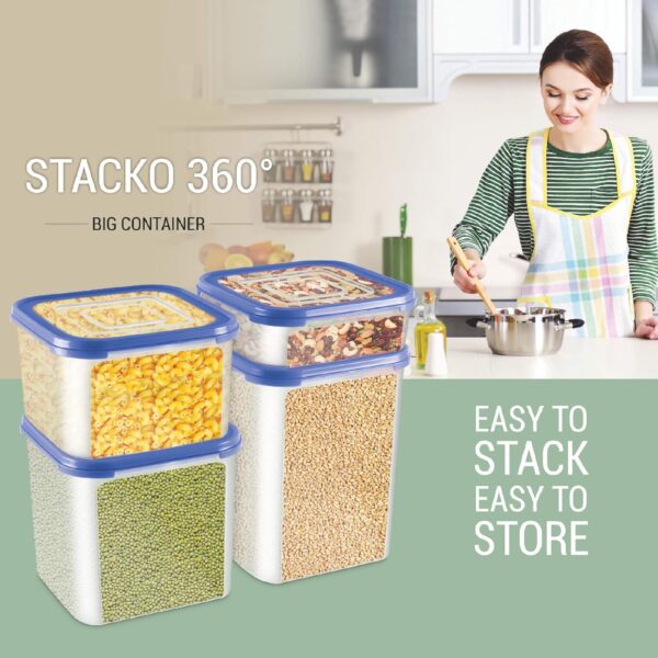 Milton Stacko 360° 4500 Storage Container, 4.13 Litre, Transparent | Air Tight | Bpa Free | Food Grade | Recyclable - Plastic