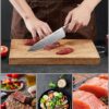 D. Perla Knife Block Set, 15 Piece Kitchen Knife Block Set, Super Sharp Stainless Steel Kitchen Knife Set with Wooden Block and Laser Damascus Blades