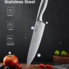 D. Perla Knife Block Set, 15 Piece Kitchen Knife Block Set, Super Sharp Stainless Steel Kitchen Knife Set with Wooden Block and Laser Damascus Blades
