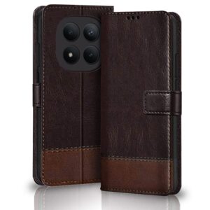 TheGiftKart Flip Back Cover Case for Mi Redmi Note 15 Pro Plus 5G | Dual-Color Leather Finish | Inbuilt Stand & Pockets | Flip Back Case Cover for Redmi Note 15 Pro+ 5G (Faux Leather, Coffee & Brown)