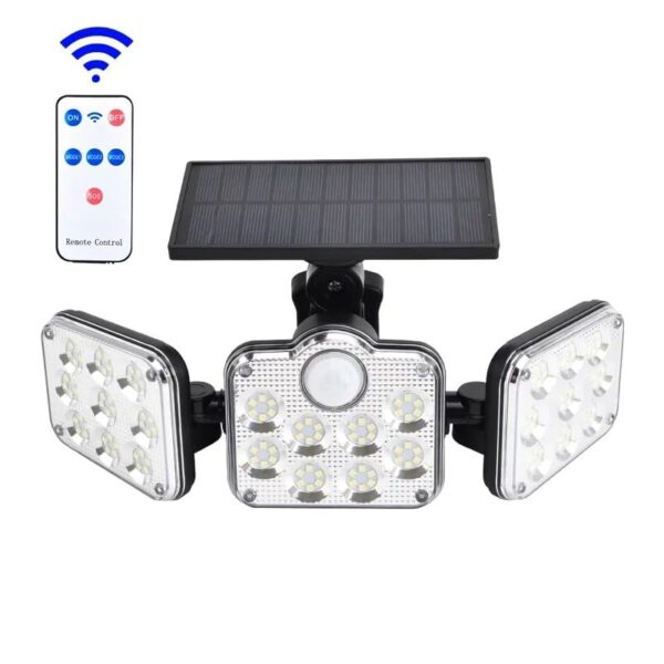 Aluminium Outdoor Solar Light, Floodlight 3 Heads For Garden, Solar Light With Motion Sensor, Waterproof Led Outdoor Solar Light, Remote Control