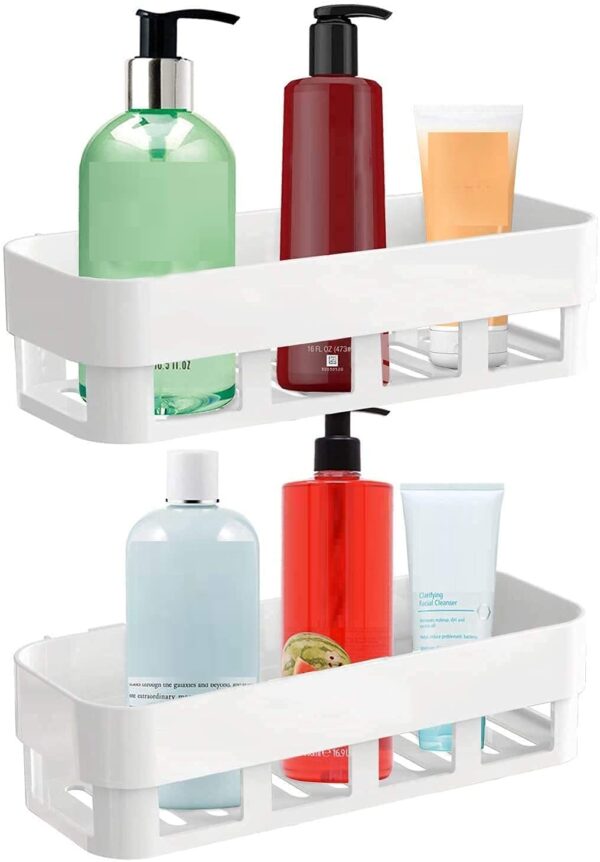 Wall Mounted Plastic Storage Shelf Multipurpose Organizer Rack for Bathroom Kitchen Utensils Toiletries and Daily Essentials (2)