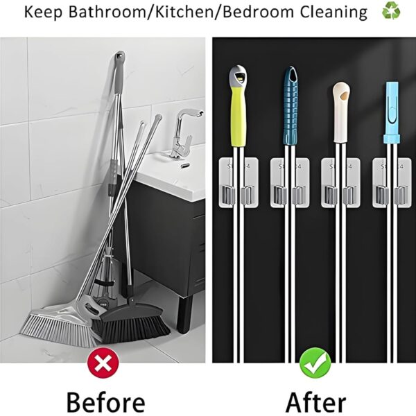 1777340901_JIALTO-3-Pcs-Adhesive-Mop-Holder-and-Broom-Holder-Wall-Mounted-Stainless-Steel-Heavy-Duty-Mop-Broom-Organizer-with-Hooks-Adhesive-Storage-Rack-for-Kitchen-Bathroom-Garage-Silver-3.jpg JIALTO 3 Pcs Adhesive Mop Holder and Broom Holder Wall Mounted Stainless Steel | Heavy Duty Mop & Broom Organizer with Hooks | Adhesive Storage Rack for Kitchen, Bathroom & Garage (Silver, 3)