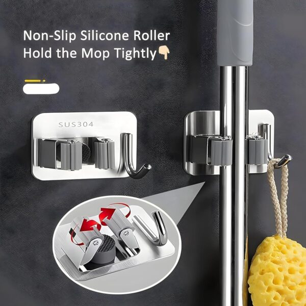 1777340902_JIALTO-3-Pcs-Adhesive-Mop-Holder-and-Broom-Holder-Wall-Mounted-Stainless-Steel-Heavy-Duty-Mop-Broom-Organizer-with-Hooks-Adhesive-Storage-Rack-for-Kitchen-Bathroom-Garage-Silver-3.jpg JIALTO 3 Pcs Adhesive Mop Holder and Broom Holder Wall Mounted Stainless Steel | Heavy Duty Mop & Broom Organizer with Hooks | Adhesive Storage Rack for Kitchen, Bathroom & Garage (Silver, 3)