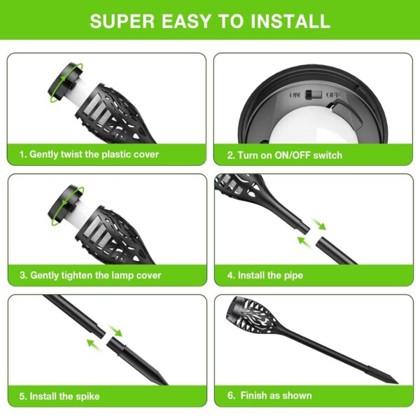 1777342072_ABS-10-Pack-Solar-Torch-with-Flickering-Flame-Waterproof-Solar-Powered-Garden-Lights-LED-Flame-Pathway-Torches-for-Yard-Patio-Outside-Landscape-Decor.jpg ABS 10 Pack Solar Torch with Flickering Flame, Waterproof, Solar Powered Garden Lights, LED Flame Pathway Torches for Yard, Patio, Outside Landscape Décor