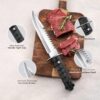 Premium Carbon Steel Kitchen Knife with Protective Cover | Sharp Black Utility Knife for Cutting Fruits, Vegetables & Meat | Ergonomic Handle (Silver)