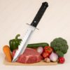 Premium Carbon Steel Kitchen Knife with Protective Cover | Sharp Black Utility Knife for Cutting Fruits, Vegetables & Meat | Ergonomic Handle (Silver)