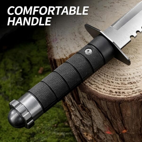 Premium Carbon Steel Kitchen Knife with Protective Cover | Sharp Black Utility Knife for Cutting Fruits, Vegetables & Meat | Ergonomic Handle (Silver)