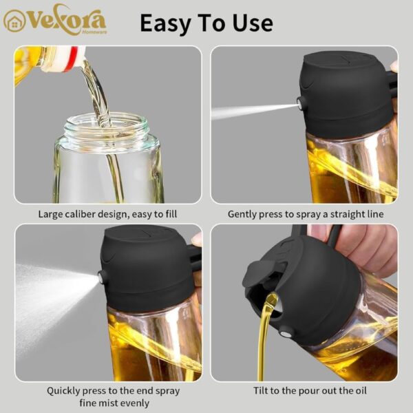 Oil Spray Bottle 2-in-1 (Spray & Pour) 500ml – Glass Dispenser for Cooking, Air Fryer, Kitchen | Leakproof Olive Oil Sprayer