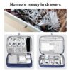 DDgro Electronic Cable Organizer Bag, Large Travel Cord Storage Case for Charger, Power Bank, Cables & Tech Accessories (Large, Navy Blue)