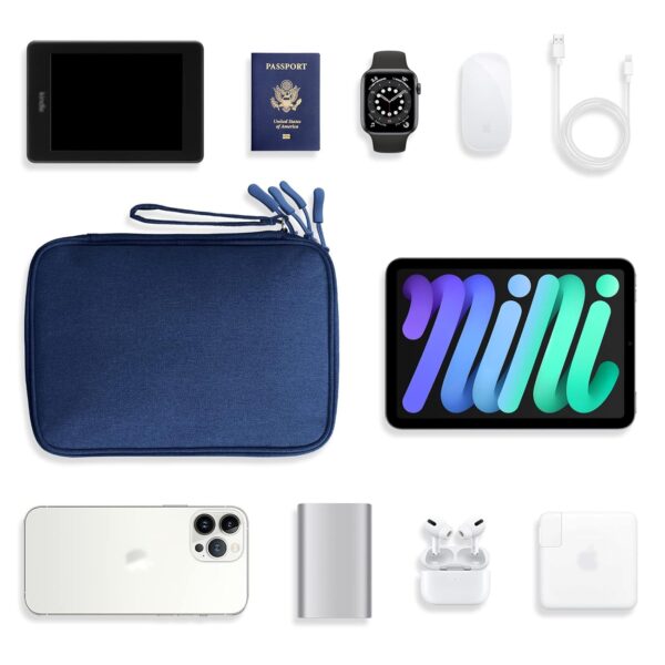 DDgro Electronic Cable Organizer Bag, Large Travel Cord Storage Case for Charger, Power Bank, Cables & Tech Accessories (Large, Navy Blue)