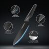 ACOQOOS-ACOQOOS Block Knife Set, Kitchen Knife Sets 14 Pieces Internal Sharpener, Chopping, Slicing, Kitchen Knives for Cube Cutting